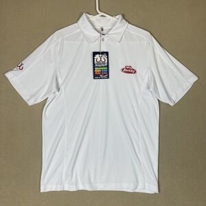 Montauk Tackle Co Polo Shirt Mens Medium White Fishing Logo Preppy Adult NWT